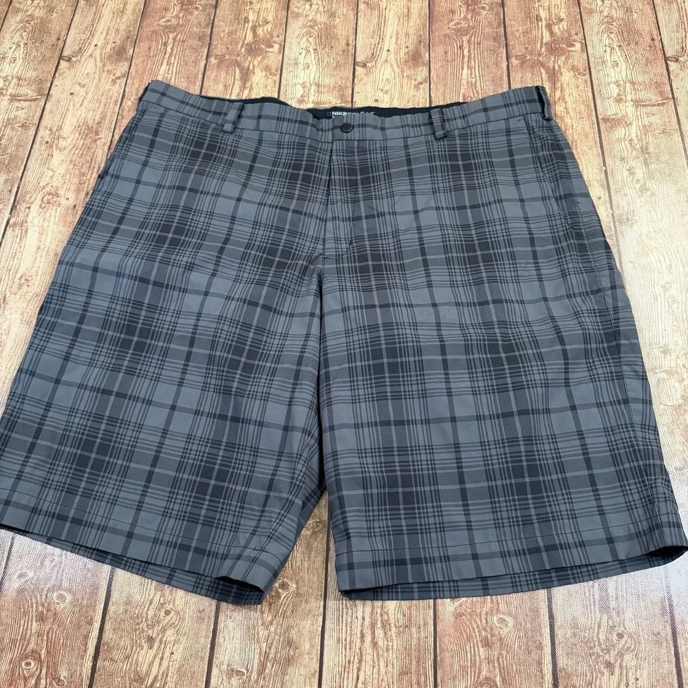 Nike Tour Performance Golf Shorts Mens 40 Gray Plaid Dri Fit Activewear
